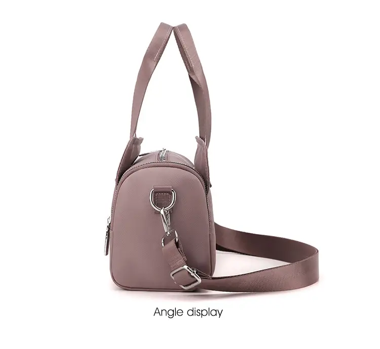 Women's Black Nylon Shoulder Bag with Zip Pockets — feature 24