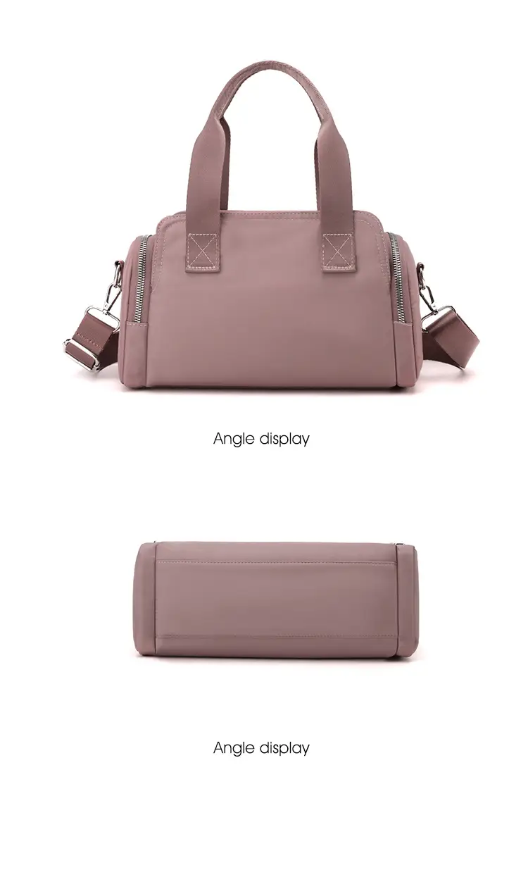 Women's Black Nylon Shoulder Bag with Zip Pockets — feature 25