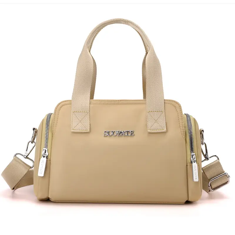 Women's Black Nylon Shoulder Bag with Zip Pockets - Image 5