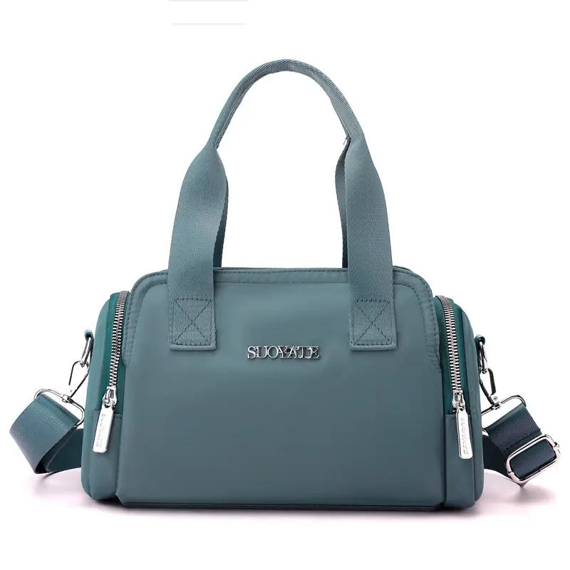 Women's Black Nylon Shoulder Bag with Zip Pockets - Image 8