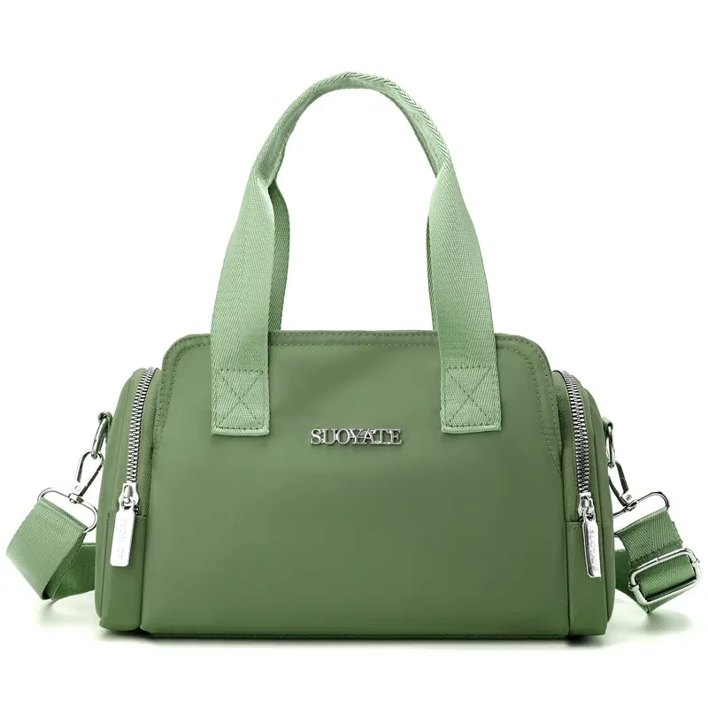 Women's Black Nylon Shoulder Bag with Zip Pockets - Image 9