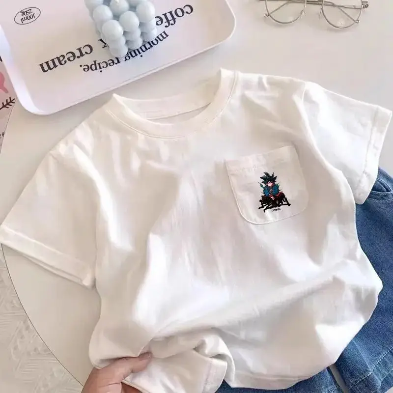 2025 Summer Boys White Goku Patch T-Shirt — feature 1