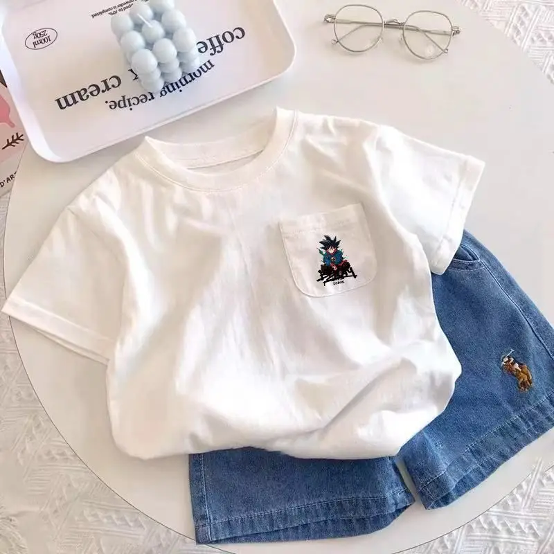 2025 Summer Boys White Goku Patch T-Shirt — feature 4