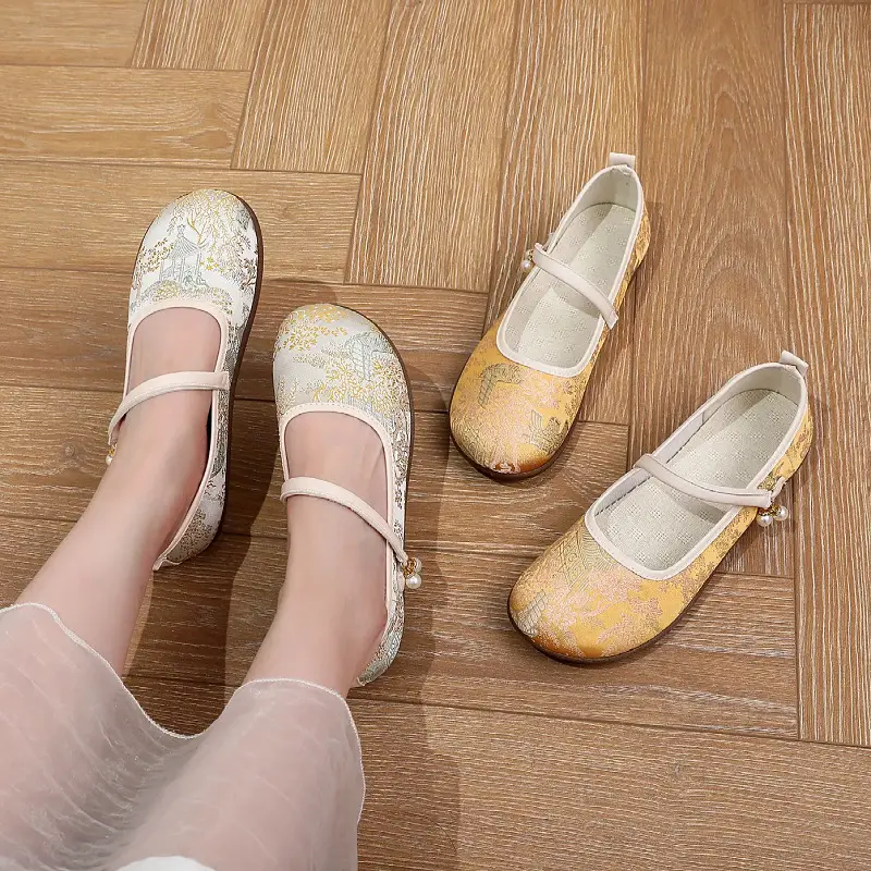 New Chinese Style Flat Shoes for Women, Comfortable Soft-Soled Shallow Mouth Mary Jane Shoes, Ancient Style Han Dynasty Shoes, Old Beijing Cloth Shoes - Image 5