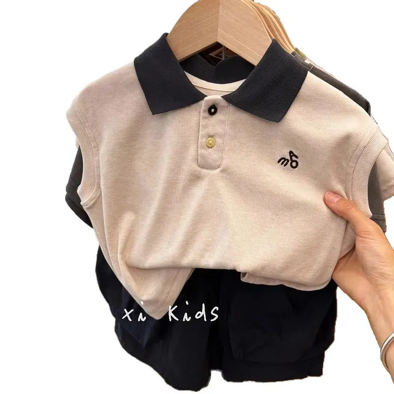 Kids Korean Style Polo Shirt Vest Summer Wear - Image 6