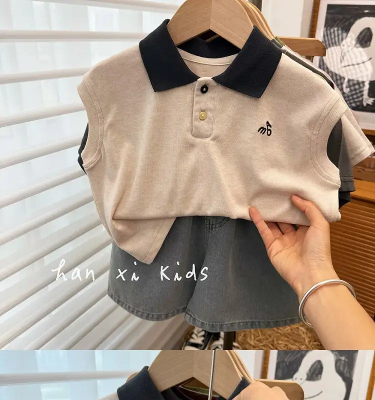 Kids Korean Style Polo Shirt Vest Summer Wear — feature 3