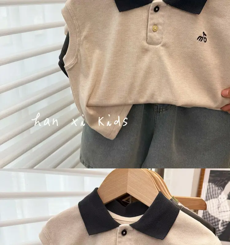 Kids Korean Style Polo Shirt Vest Summer Wear — feature 6