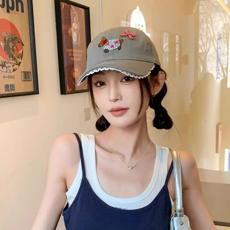 Women Cartoon Baseball Cap with Embroidery Sunshade — feature 6