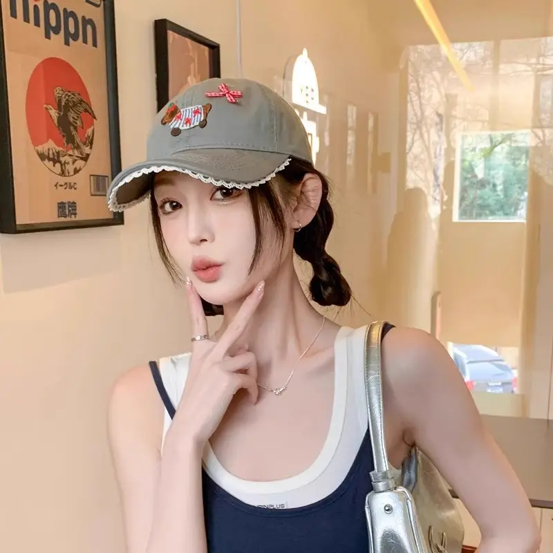 Women Cartoon Baseball Cap with Embroidery Sunshade — feature 8