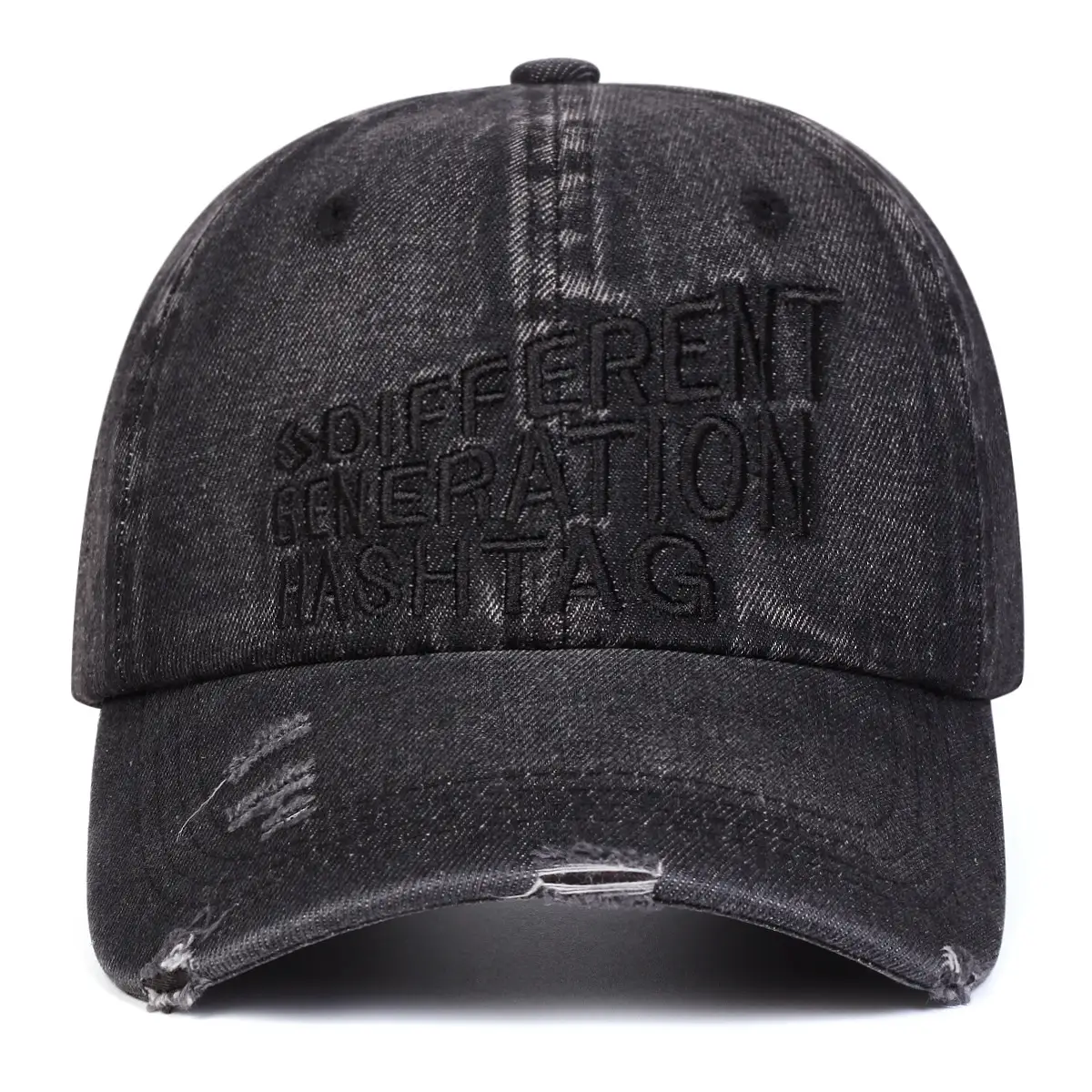 Men Sun Hat with Letter Embroidery Washed Blue - Image 4