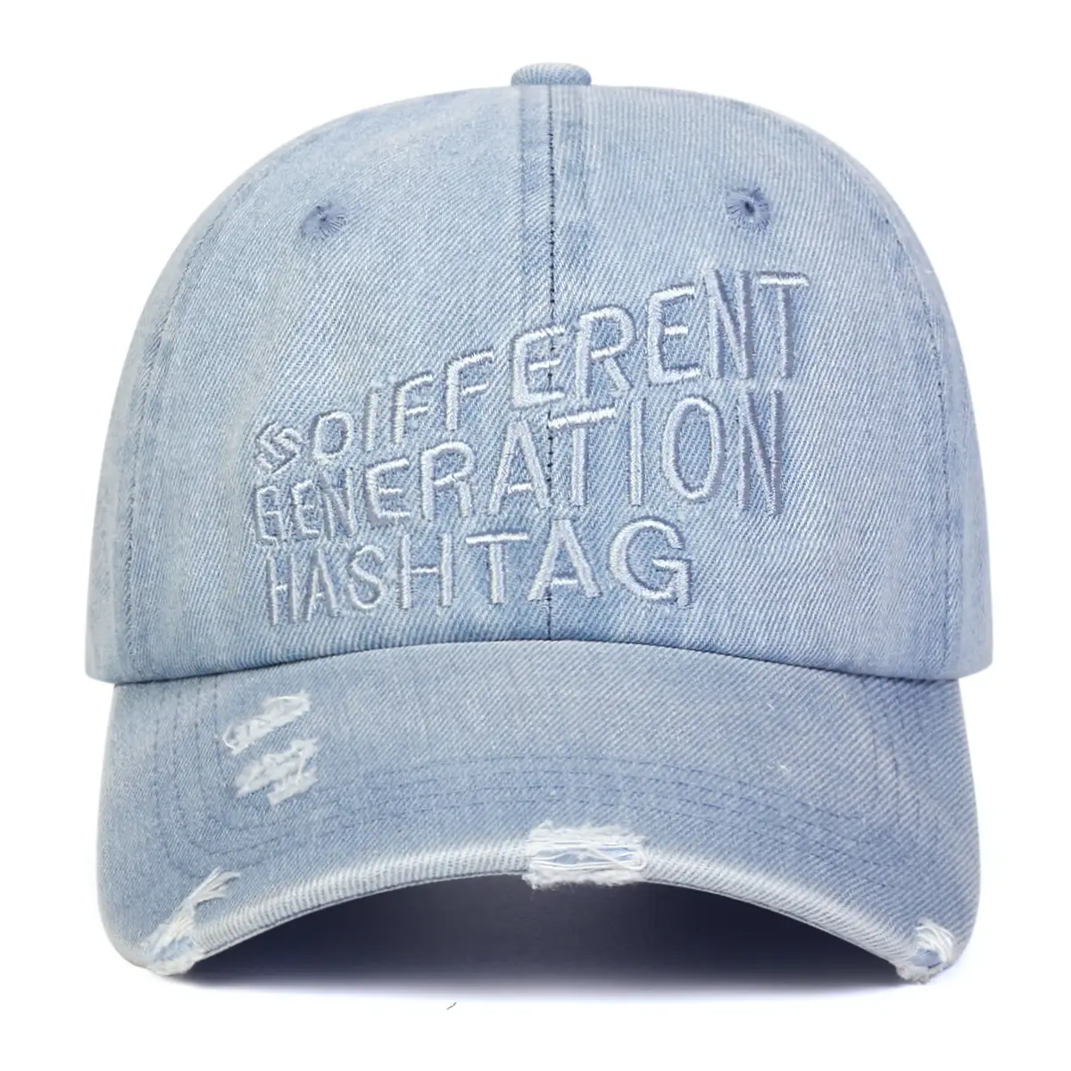 Men Sun Hat with Letter Embroidery Washed Blue — feature 3