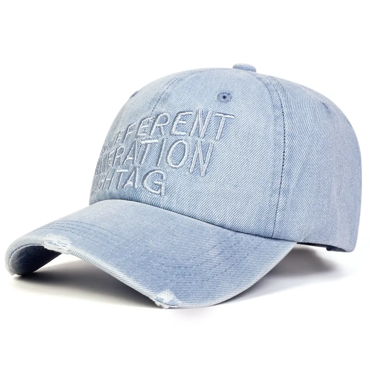 Men Sun Hat with Letter Embroidery Washed Blue — feature 4