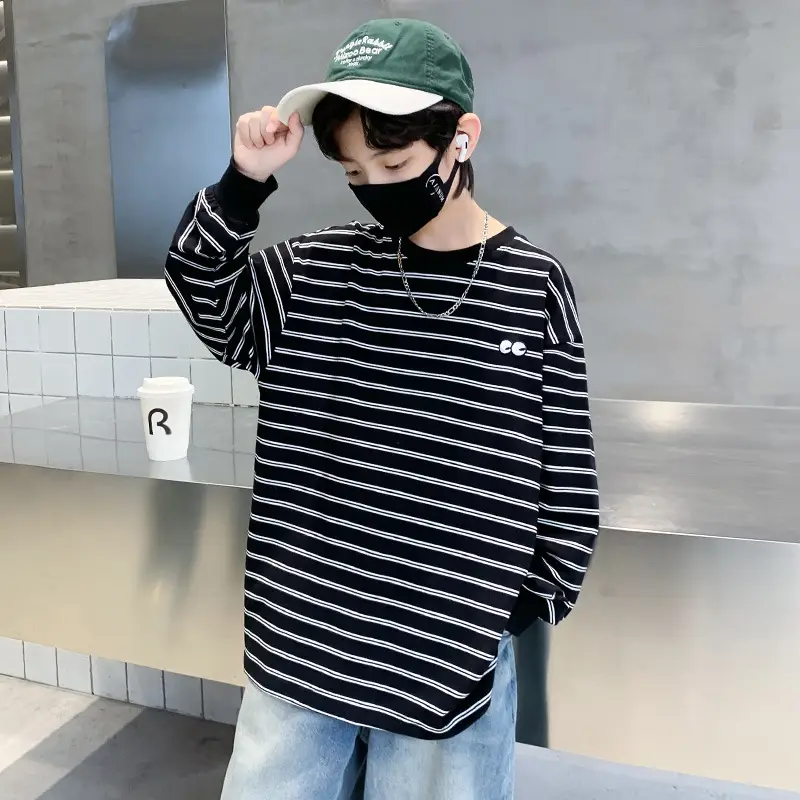 Children's Striped Cotton T-Shirt Medium Large Spring 2025 - Image 5