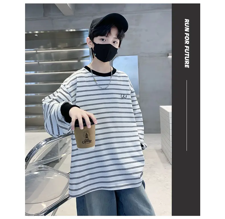 Children's Striped Cotton T-Shirt Medium Large Spring 2025 — feature 20