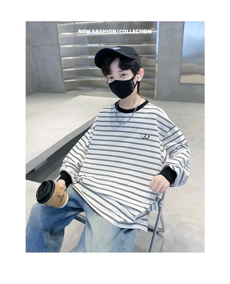 Children's Striped Cotton T-Shirt Medium Large Spring 2025 — feature 22