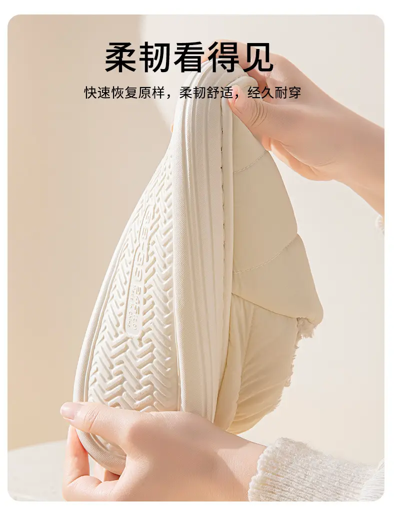 Down Cloth Cotton Slippers for Women in Autumn and Winter Indoor Home Warm and Cold-Proof Couples Thick-Soled Non-Slip Outer Cotton Shoes for All Seasons — feature 9