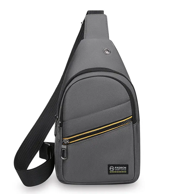 Men's Oxford Cloth Chest Bag Black with Crossbody Strap - Image 2