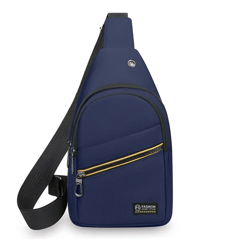 Men's Oxford Cloth Chest Bag Black with Crossbody Strap - Image 3
