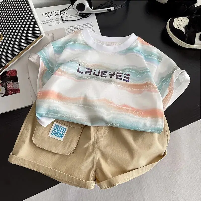 Boys 2Pc Printed T-Shirt Shorts Set Summer 2025 - Image 4