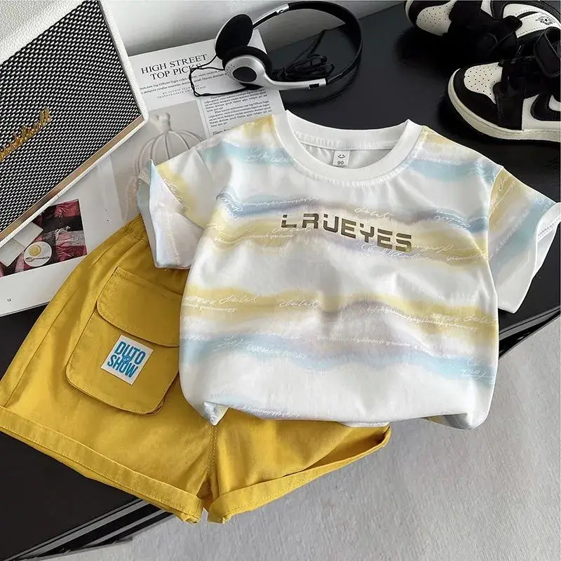Boys 2Pc Printed T-Shirt Shorts Set Summer 2025 - Image 5