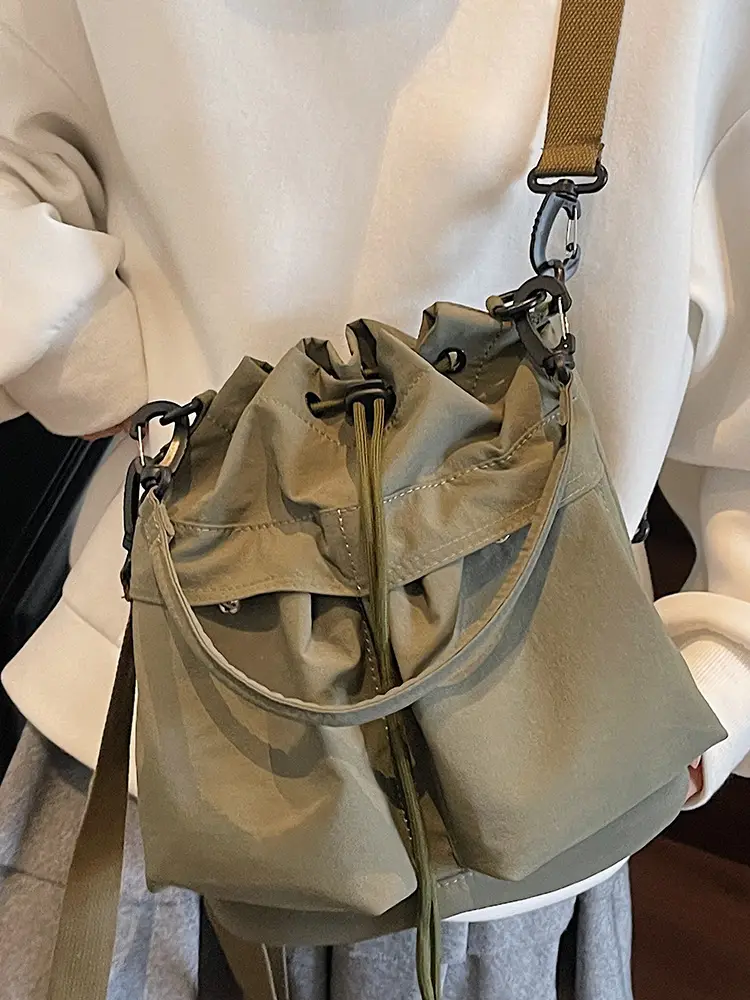 2025 New Summer Beige Bucket Bag Women's Korean Style - Image 9