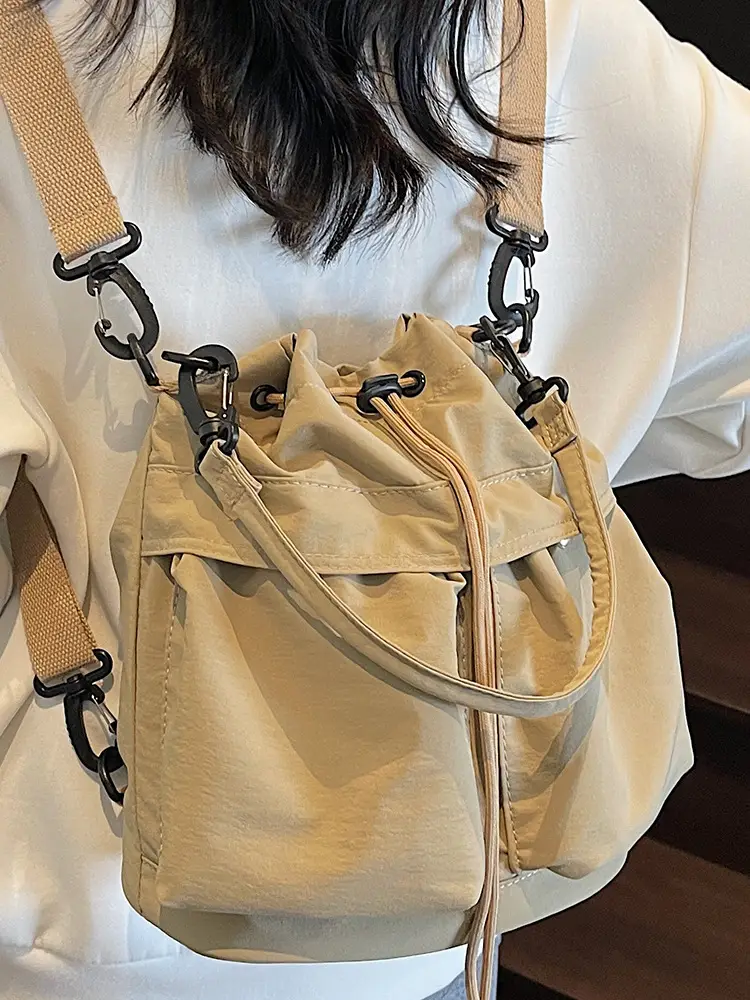 2025 New Summer Beige Bucket Bag Women's Korean Style - Image 10