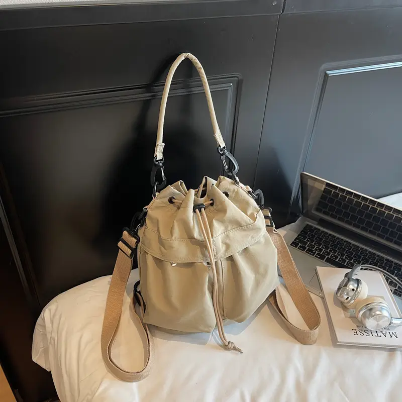 2025 New Summer Beige Bucket Bag Women's Korean Style - Image 6