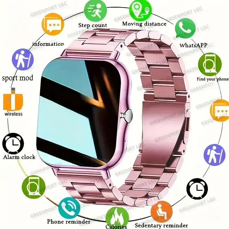 Pink Smart Watch with Wireless Call & Heart Rate Tracker - Image 8