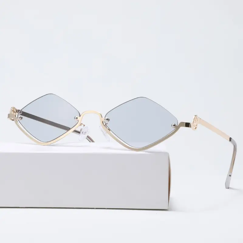 Bright Rhombus Metal Sunglasses for Women