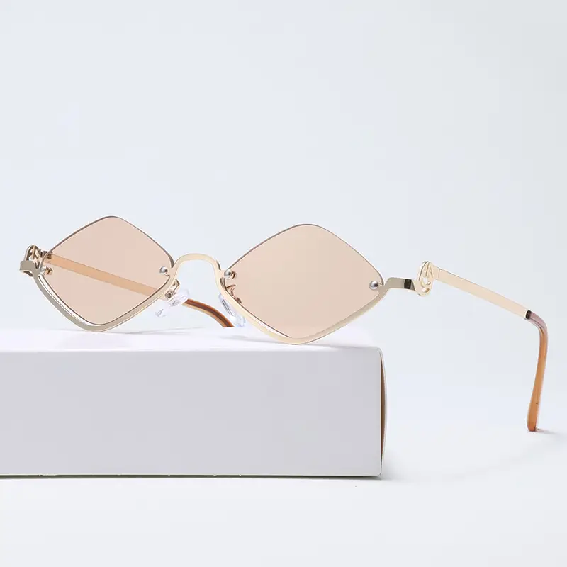Bright Rhombus Metal Sunglasses for Women