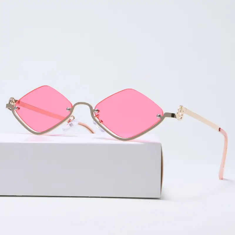 Bright Rhombus Metal Sunglasses for Women