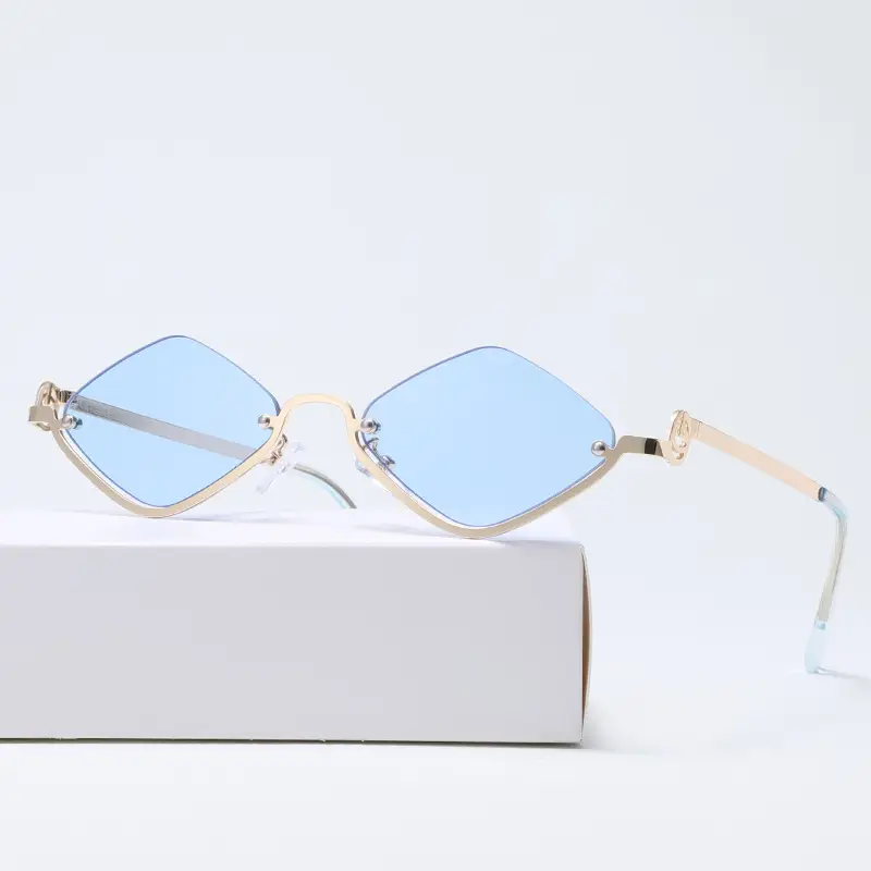 Bright Rhombus Metal Sunglasses for Women