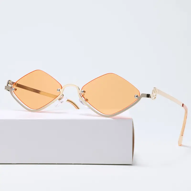 Bright Rhombus Metal Sunglasses for Women