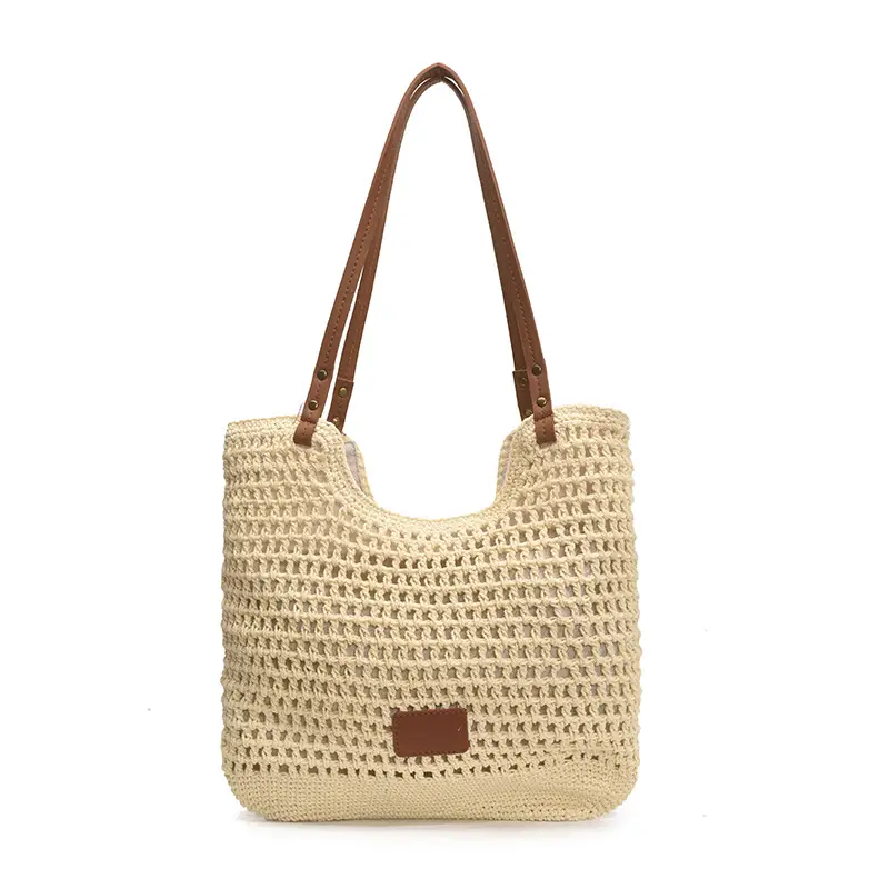 Women's Hand-Woven Beach Bag Large Capacity Brown