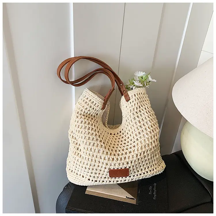Women's Hand-Woven Beach Bag Large Capacity Brown — feature 19