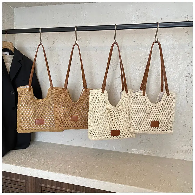 Women's Hand-Woven Beach Bag Large Capacity Brown — feature 22