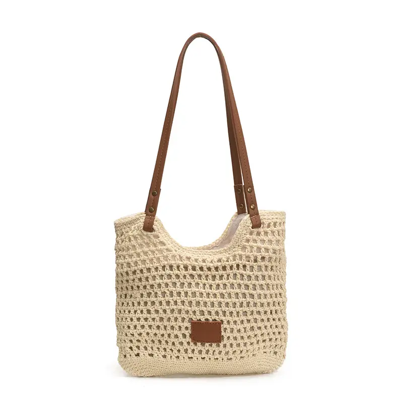 Women's Hand-Woven Beach Bag Large Capacity Brown