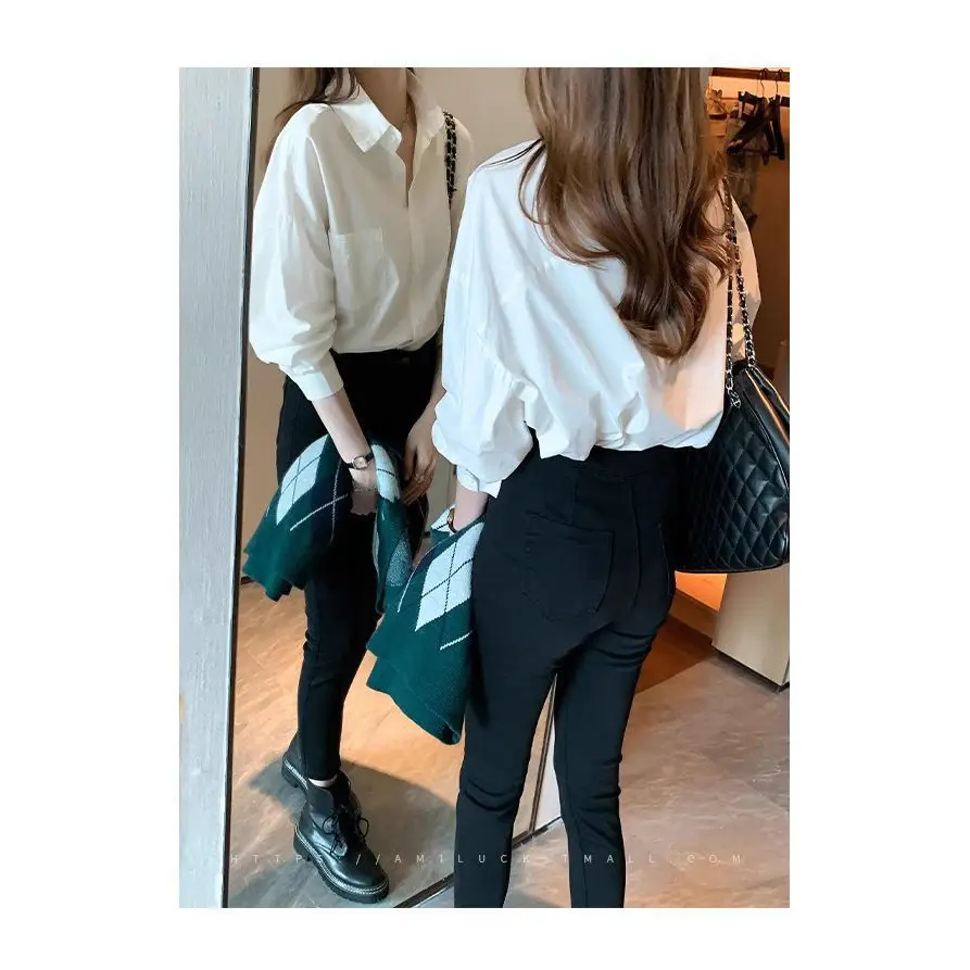 White Shirt Women's Spring, Autumn and Summer New High-End Jk Uniform Lapel Versatile Top Professional Wear Long-Sleeved Shirt Batch — feature 3