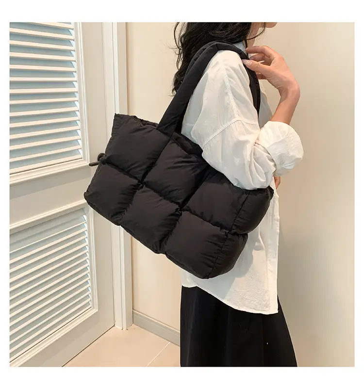 Women 2025 Korean Niche Square Tote Bags Lightweight Nylon — feature 13