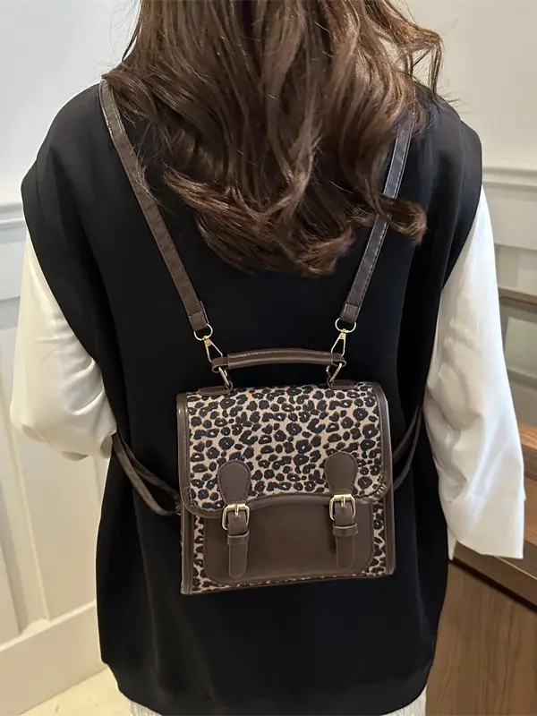 British Retro Leopard Print Shoulder Bag Women's New Fashion - Image 5