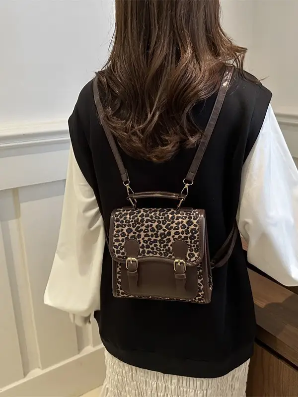 British Retro Leopard Print Shoulder Bag Women's New Fashion - Image 6