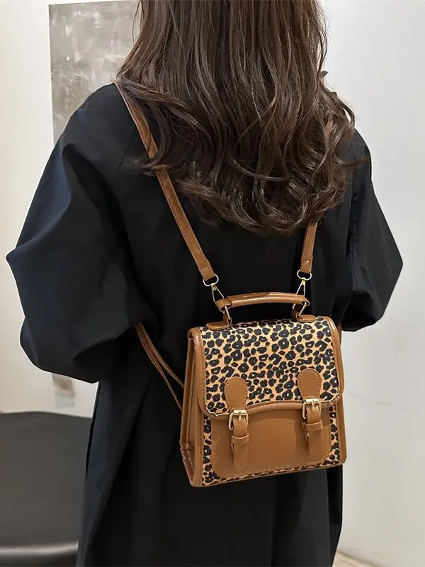 British Retro Leopard Print Shoulder Bag Women's New Fashion - Image 7