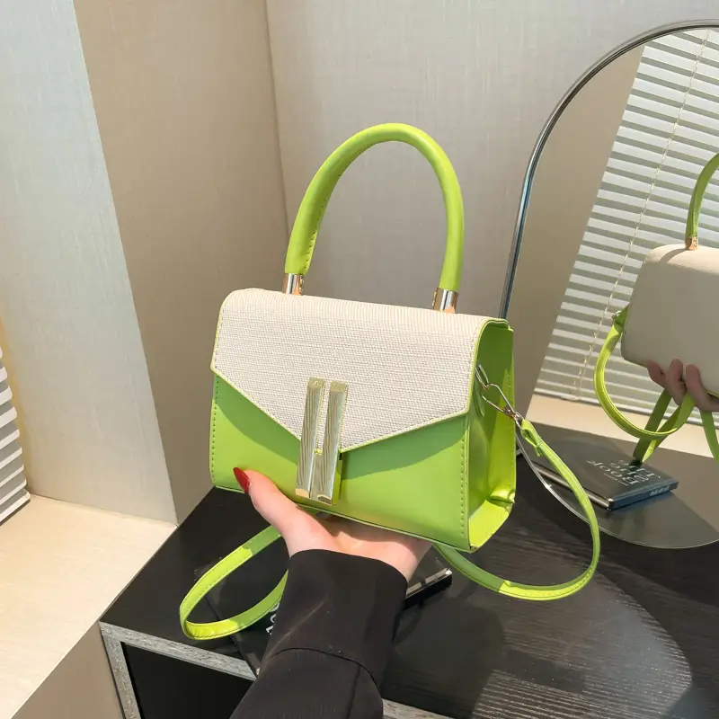 Women's Green White Square Shoulder Bag 2025 - Image 6