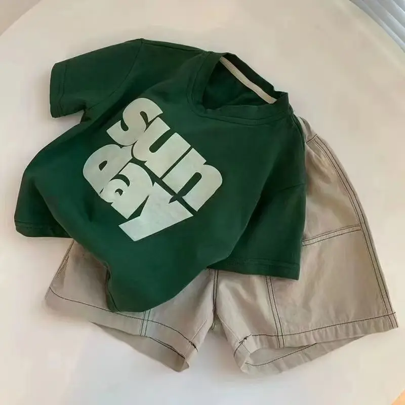 Boys Green Sun Day T-Shirt Short Sleeve Loose Fit - Image 3