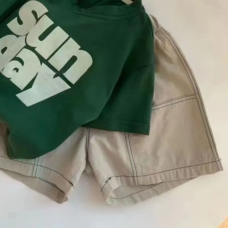 Boys Green Sun Day T-Shirt Short Sleeve Loose Fit — feature 4