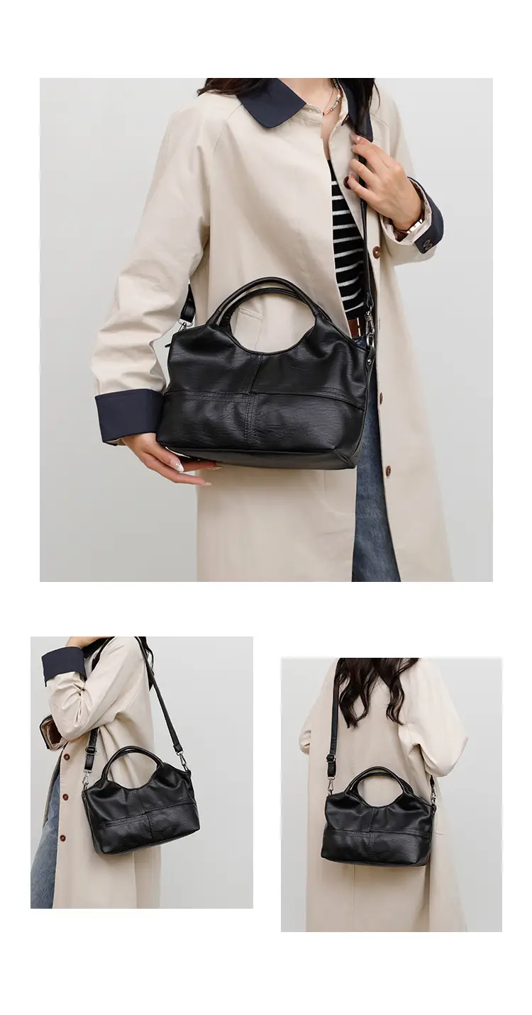 Black Leather Shoulder Bag 2025 Lightweight Commuting — feature 10