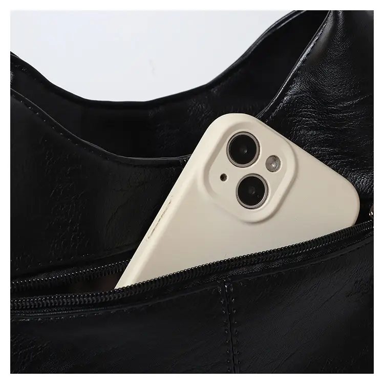 Black Leather Shoulder Bag 2025 Lightweight Commuting — feature 23