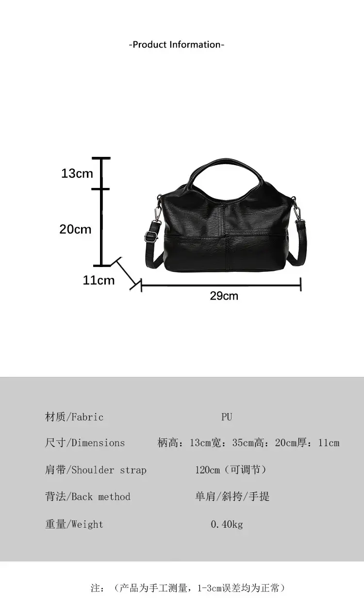 Black Leather Shoulder Bag 2025 Lightweight Commuting — feature 3