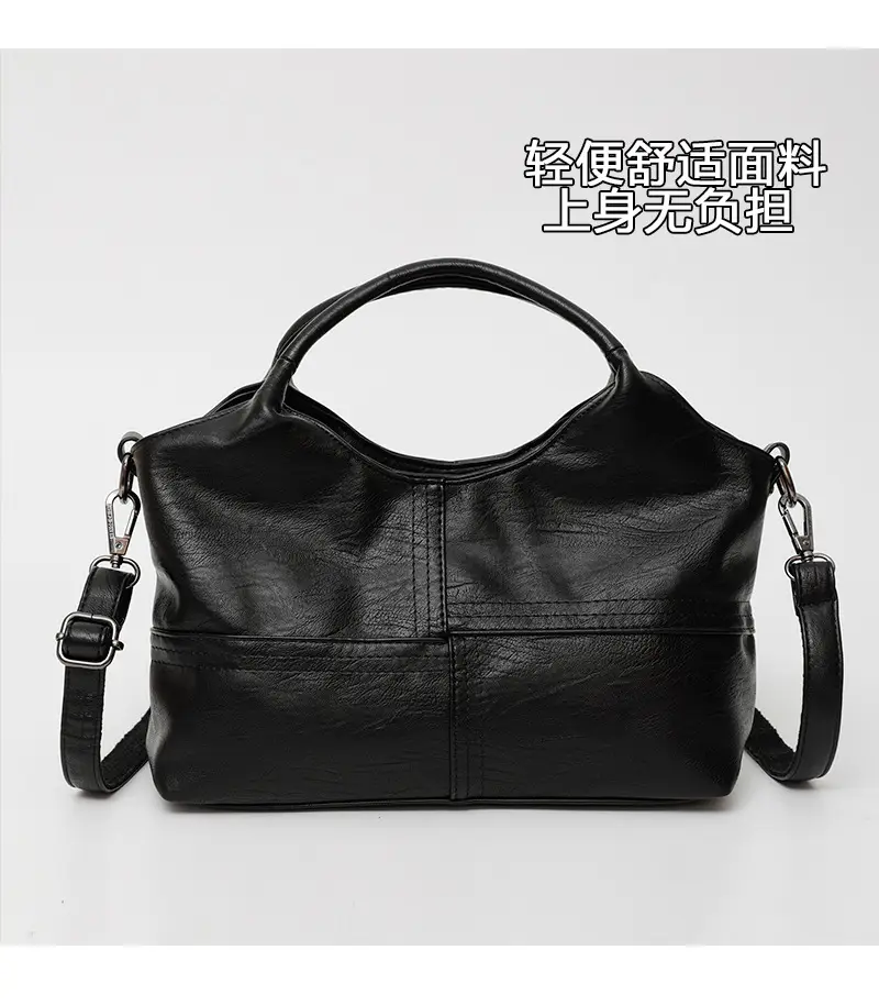 Black Leather Shoulder Bag 2025 Lightweight Commuting — feature 5