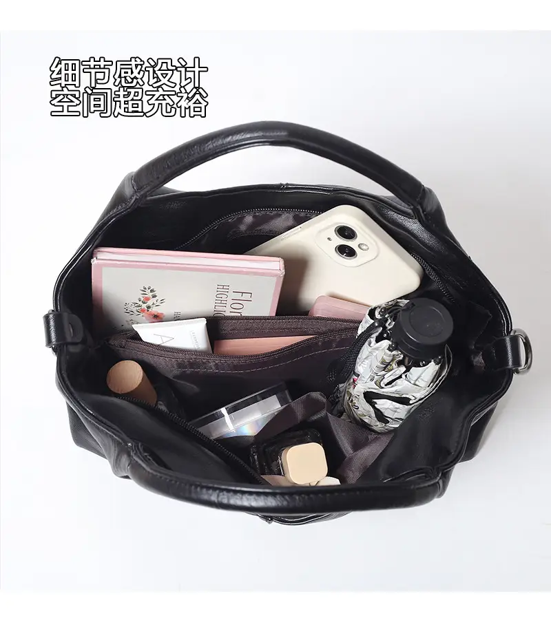 Black Leather Shoulder Bag 2025 Lightweight Commuting — feature 7